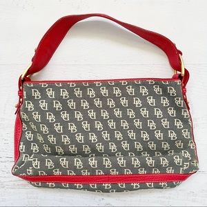 Red Gray Black Dooney and Bourke Logo Hobo Shoulder Bag Purse
